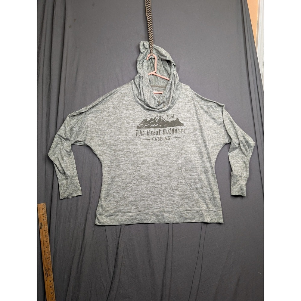 Cabelas Light Gray Hooded Sweatshirt‎ Cowl Neck Size 2XL